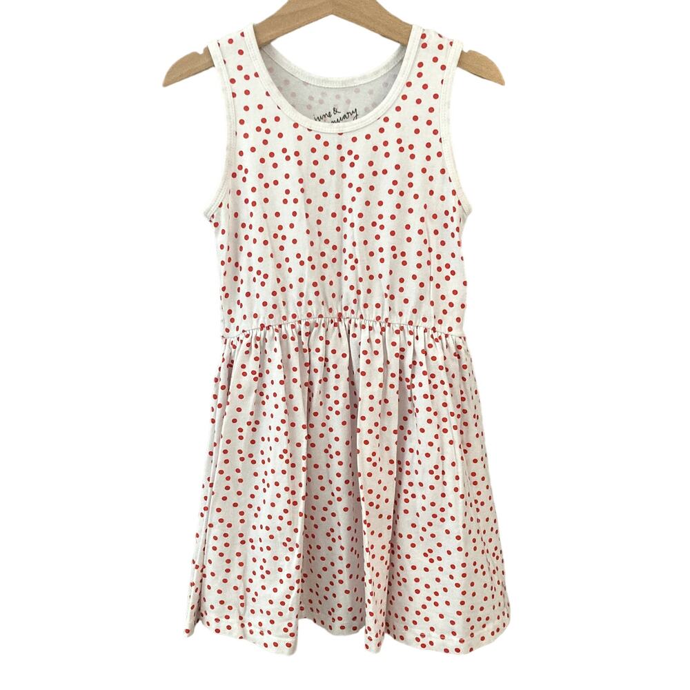 June & January Polka Dot Tank Dress - White Red - 5T